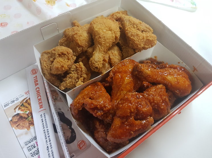  티바 두마리치킨의 119불양념~ 고추장맛이 너무 강하네요~