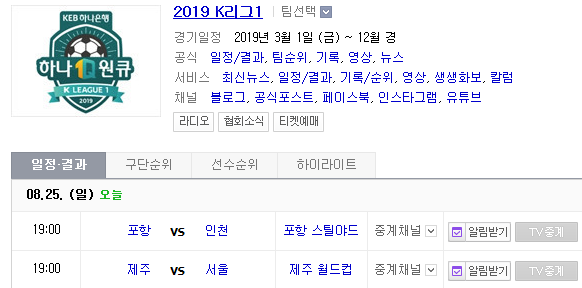 2019.08.25 K리그(프로축구) 제주유나이티드 FC서울