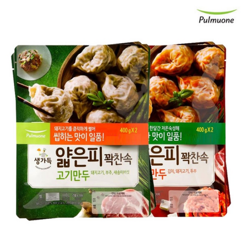  [K쇼핑]풀무원얇은피만두 김치+고기(440x4봉)