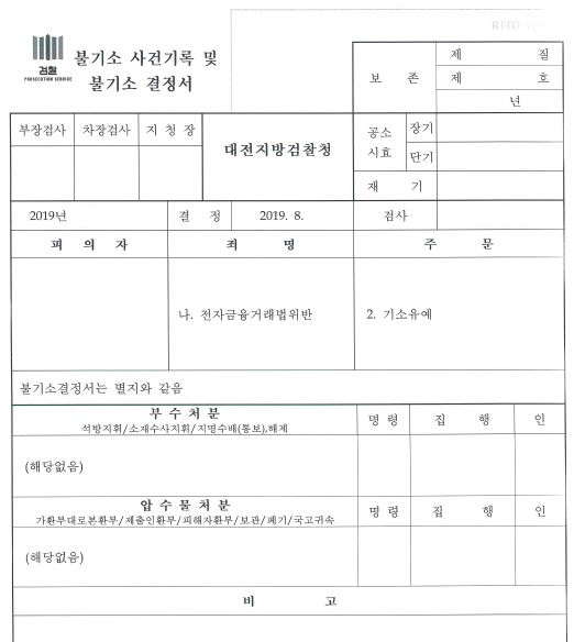  전자금융거래법위반(대출빙자 체크카드 대여) 기소유예