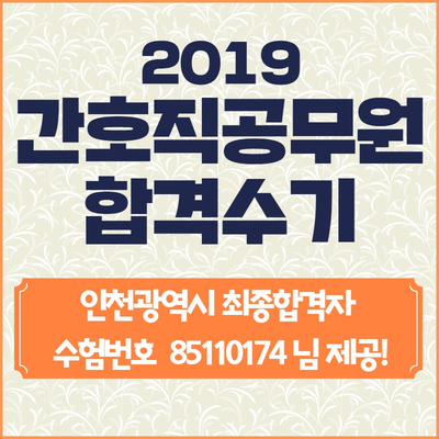 2019년 인천광역시 8급 간호직공무원 합격수기 [수험번호 85110174]