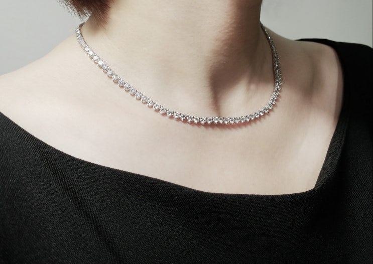  파인주얼리하면 생각나는 1부합성다이아몬드 테니스목걸이18K(AU750)로 제작했어요 :)