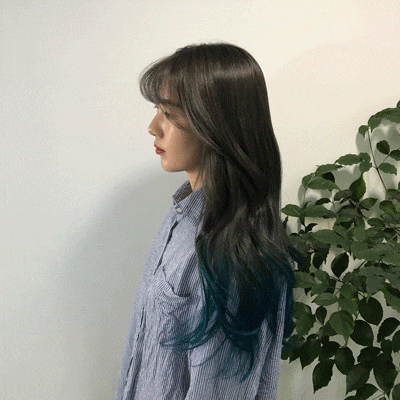  2019 가을 염색 색깔 추천 블루 옴브레염색 너무 예쁘다(헤어뜰애 노원역점 2호점 하늘쌤)