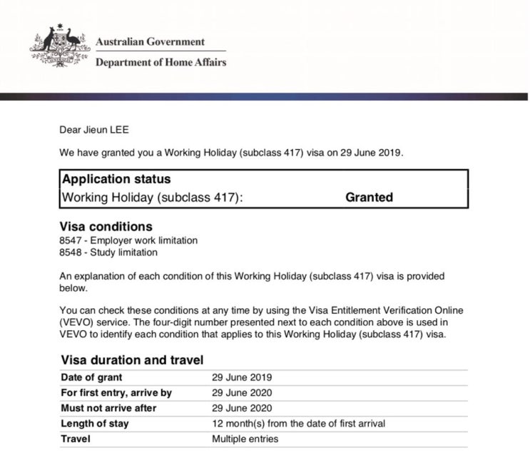  Working Holiday in Australia 준비과정