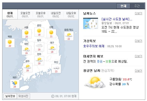  오늘의 날씨, 일기예보, 비예보, 주간날씨, 주간일기
