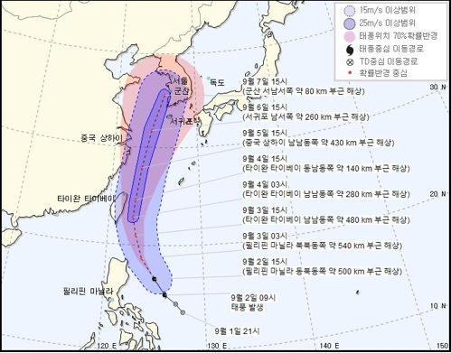  13호 태풍 링링 6-7일 한국영향 가능성