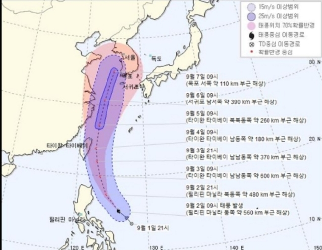  9월 2일에 보는 태풍 예측(2019.09.08)