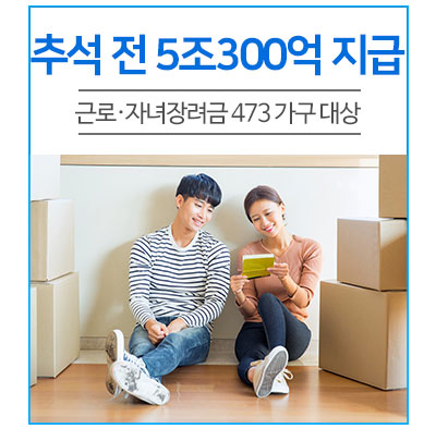  근로·자녀장려금 473만 가구 대상, 추석 전 5조 300억 지급