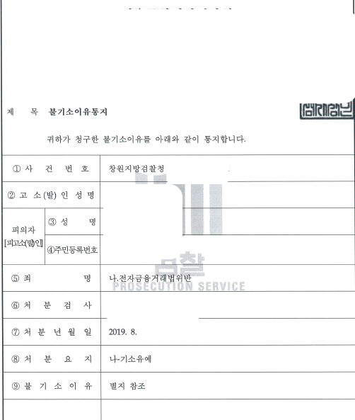  대출위한 실적만들기용 체크카드대여(전자금융거래법위반)기소유예 사례