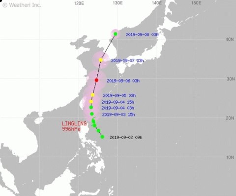 [날씨정보] 13호 태풍 링링, 주말 한반도 관통, 지속북상중!!