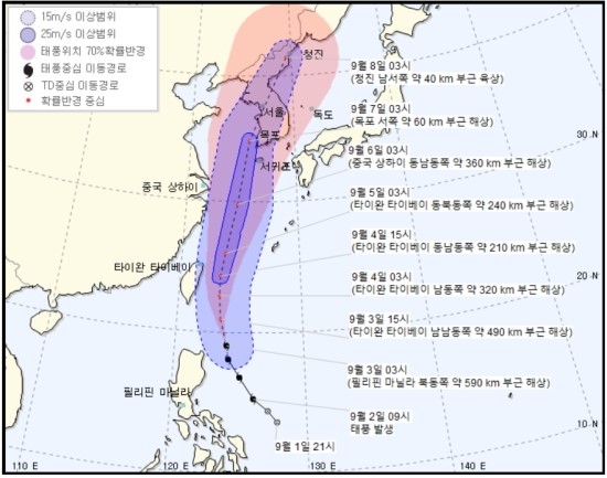  제13호 태풍 링링(LINGLING)북상중 주말에 한반도 상륙..우리나라 내륙 관통 할듯