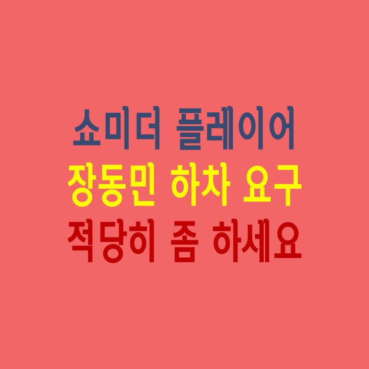  플레이어 장동민 미성년자 관련 하차 쇼미더 플레이에 생긴일