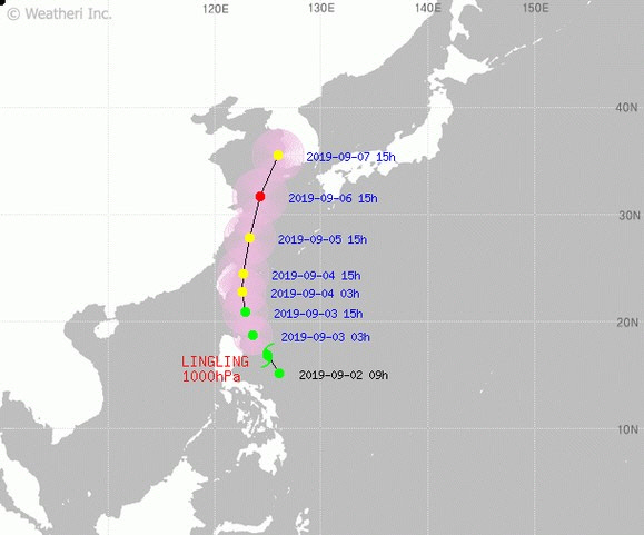 크고 강해지는 제13호 태풍 ‘링링’…6∼7일 한국 강타 가능성