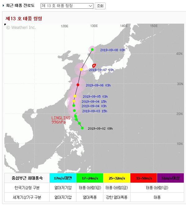 태풍링링, 바깥 출입 자제!