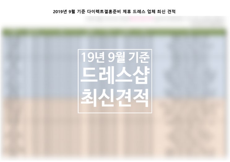  [공유] 2019년 9월 기준 49개 드레스샵 가격 정리!