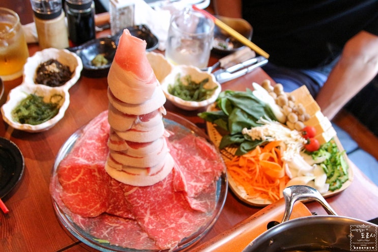 오키나와 국제거리 샤브샤브 와다치 오키나와 돼지고기 아구 맛보기