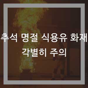  '추석 명절 식용유 화재' 각별히 주의 - 식용유화재 재현실험 결과, 물로 끄다 자칫 큰불로