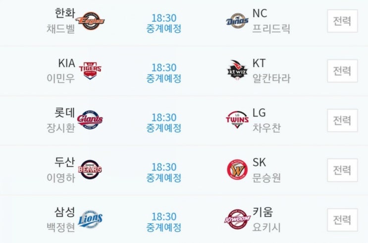 2019.09.05 KBO(프로야구) (두산 키움 | SK NC | 롯데 삼성 | KT LG | 한화 KIA[기아])