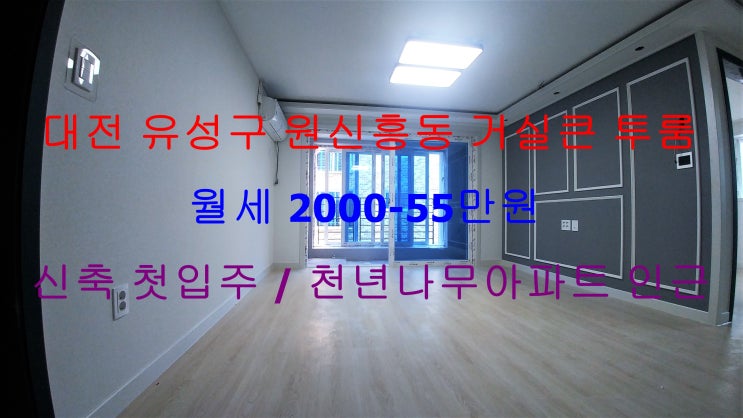  (대전 유성구 원신흥동) 천년나무아파트 인근에 있는 신축 첫입주 ! 구조 이쁜 거실큰 투룸 월세 매물입니다 ^^