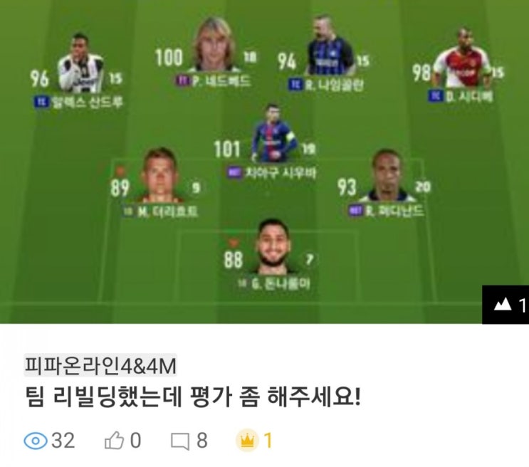  피파온라인4  팀평가
