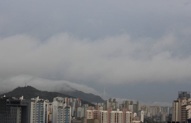  베란다에서: 서울,  비 개인 저녁 무지개 뜨다(2019. 9. 5)