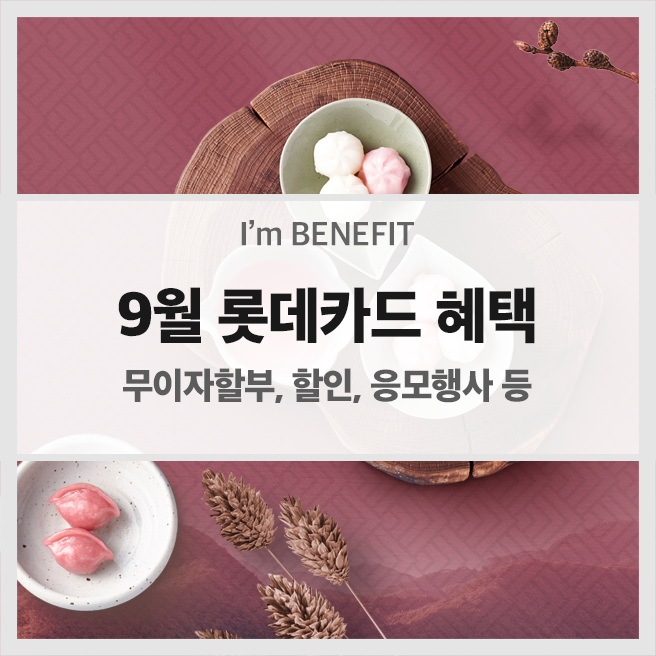  9월 롯데카드 혜택 안내 (무이자할부, 할인, 응모 행사 등)