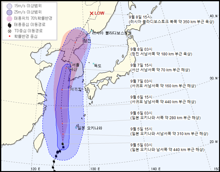 제 13호 태풍 링링(LINGLING) 기상청 | 2019년 09월 05일 04시 00분 발표