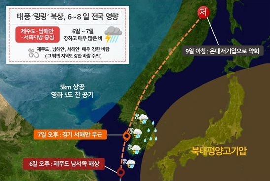  제13호 최강급 태풍 '링링' 빠르게 북상, 한반도 관통 예상! 현재 위치와 경로는? 최대 순간풍속 초속 35~45m..6명 사망 피해 낸 '곤파스' 위력 맞먹어