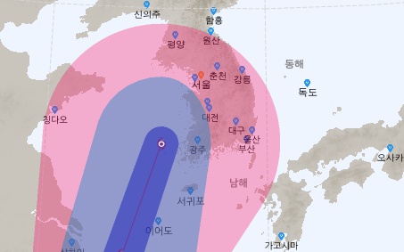  13호 태풍 링링 예상 경로 및 현재위치