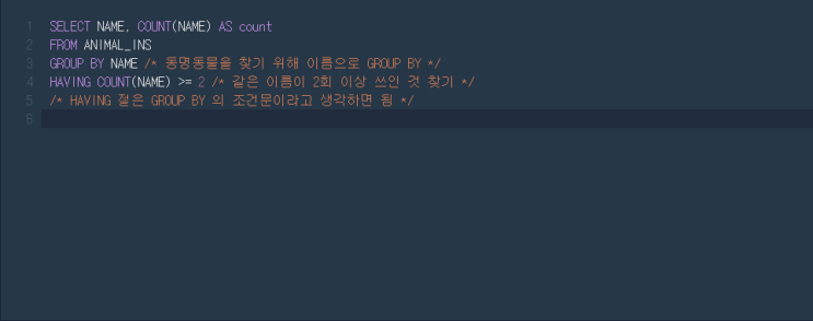  [Programmers/프로그래머스] 동명 동물 수 찾기 - MySQL