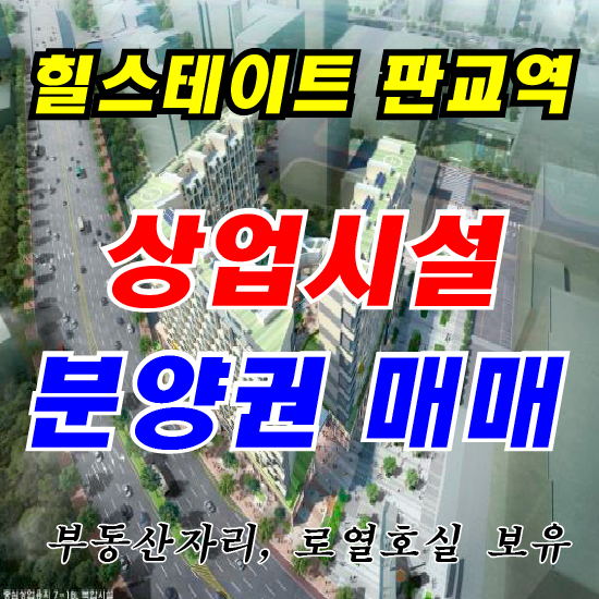  힐스테이트 판교역 상업시설 로열호실 전매!