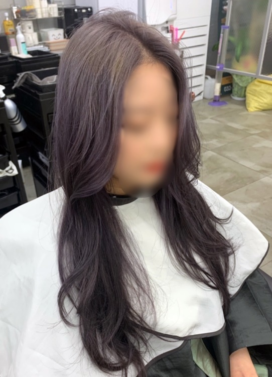  간석동미용실, 탈색후염색, 애쉬바이올렛, 리안헤어간석점