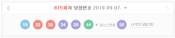  9월7로또당첨번호/875회로또당첨번호/이번주 1등은 14명~! 1등 당첨금이 약 15억원정도 된다고하네요~
