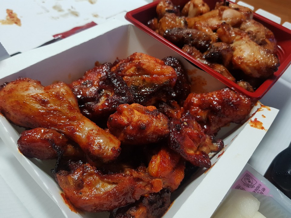  치킨주문 [굽네] 볼케이노+갈비천왕 세트 솔직후기!!