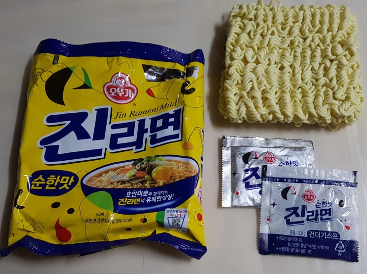  오뚜기 진라면 순한맛 칼로리(열량),나트륨 함량, 영양성분 정보 [스프, 조리법, 물양]