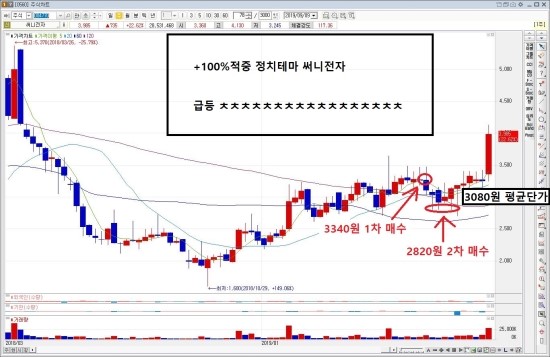  100%적중 정치테마 써니전자 급등