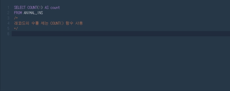  [Programmers/프로그래머스] 동물 수 구하기 - MySQL
