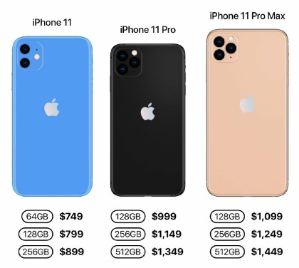 애플, 아이폰 11 시리즈의 가격과 로고 위치