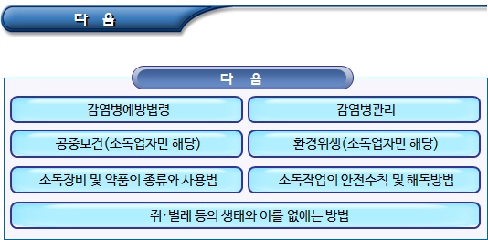 소독업의 교육 및 소독업자의 의무 소독업의 교육 및 소독업자의 의무