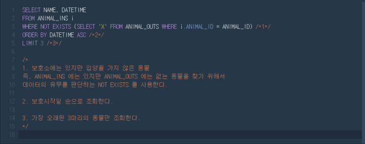  [Programmers/프로그래머스] 오랜 기간 보호한 동물(1) - MySQL