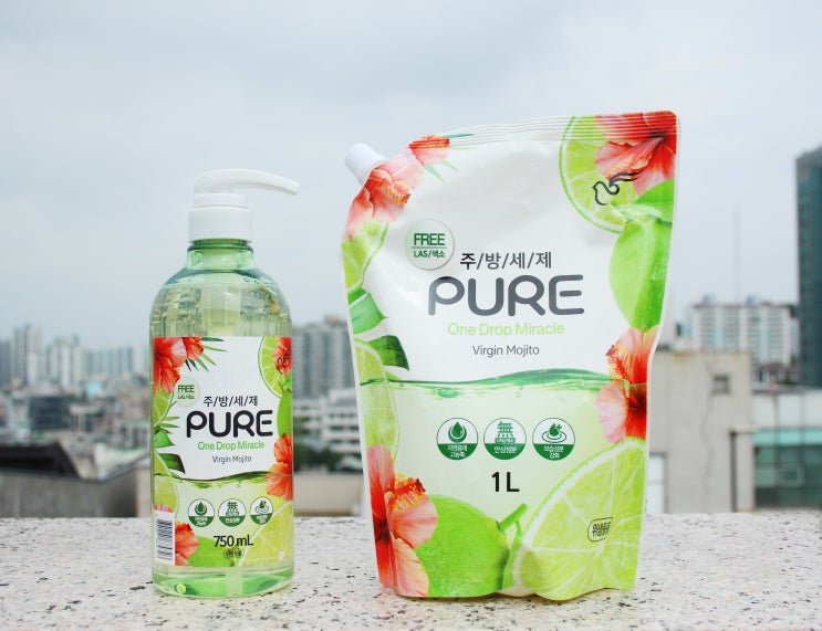  1종 천연주방세제퓨어 (PURE) 버진 모히또 천연 유래 성분이라 안심하고 사용할 수 있어요!
