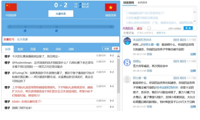  [CN] U-22 베트남(박항서), 중국(히딩크)에 완승! 실황 중국반응 