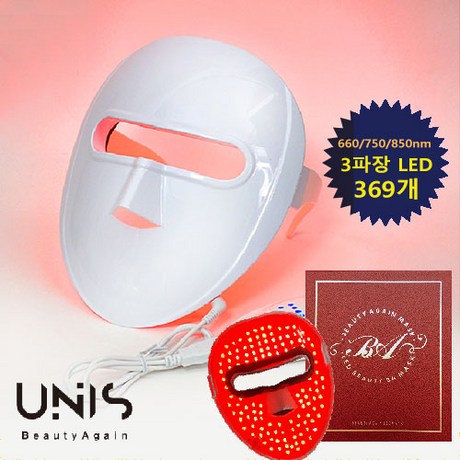  테디코리아 유니스 Rejuve LED마스크-369개 3파장 LED 피부마사지기