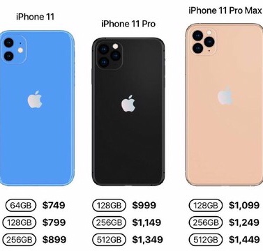 애플 아이폰 11 pro 프로 가격 혁신 699달러 999달러 1099달러
