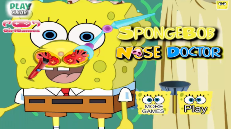  스펀지밥 게임하기  SpongeBob Nose Doctor