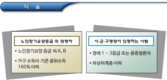 노인돌봄종합서비스 대상자 및 내용