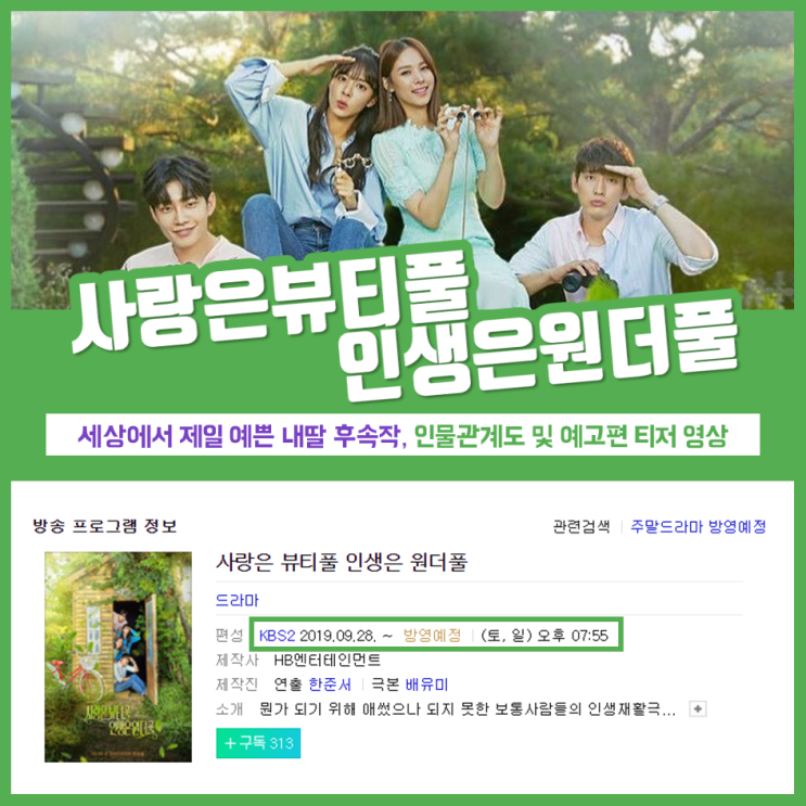  세상에서 제일 예쁜 내딸 후속작, "사랑은 뷰티풀 인생은 원더풀" 인물 및 관계도와 영상 티저 리뷰