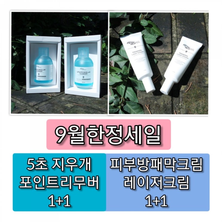  5초리무버 포인트 메이크업 리무버 트로이아르케 미셀라 립앤아이미셀라 클렌저 1+1/가을,겨울엔 피부 방패막 레이저크림1+1이벤트