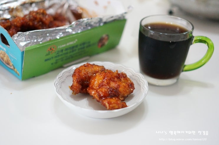  BBQ 극한매운왕갈비치킨 매콤 달콤 맛있는치킨에 퐁당