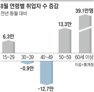 45만 늘어난 취업자… 39만명이 60세 이상